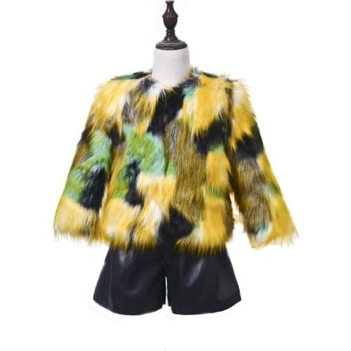 2021 New Winter Children Girl Soft Faux Fur Coat Kids Girl Thick Warm colorful Jacket Teenage Princess Overcoat Outwear CT083