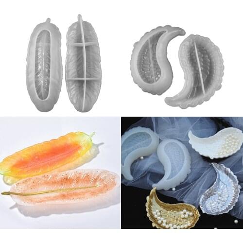 Feather Storage Box Silicone Molds Angel Wing Dish Plate Tray Mold for DIY Carfts Epoxy Resin Jewelry Making Table Decoration
