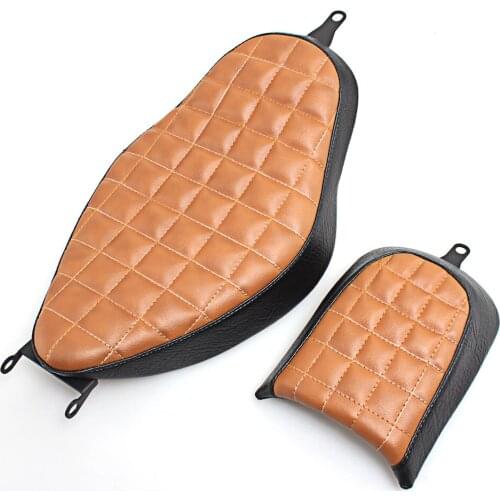 Leather Moto Solo Rider Driver Seat Two-Up Seat Rear Passenger Pillion Pad For Harley Sportster XL 883 1200 Iron 883 72 Roadster