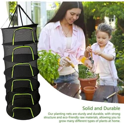 Layers Drying Net For Herbs Hanging Basket Folding Dry Rack Herb Hanging Zip Net Dryer Mesh For Flowers Buds Plants Organizer