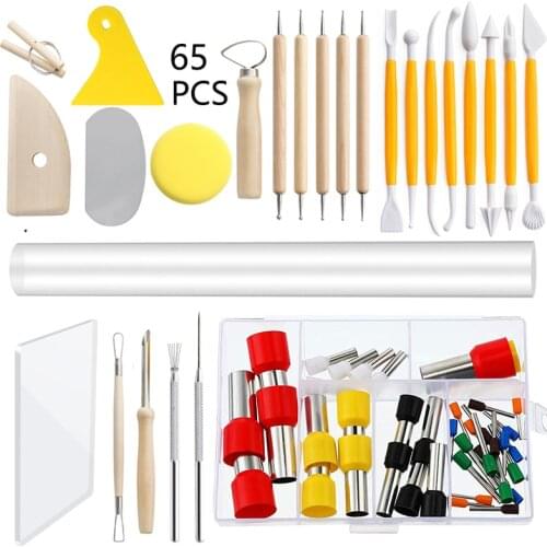 Clay tool 65 piece set Round Shape Clay Tools 40pcs Slit Cutter Indentation Mold Clay Pottery Dotting Tools Pottery tools