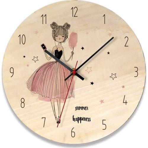 Nordic Cartoon creative Pink Princess wall clock wall new product hot style modern minimalist living room bedroom creative clock