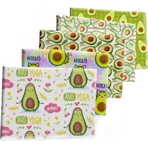 Printed Bullet Strech Fabric Avocado Fruit Liverpoor Polyester Cottonfor DIY Hair Bow Scarf Home Textiles Materials 50*145cm