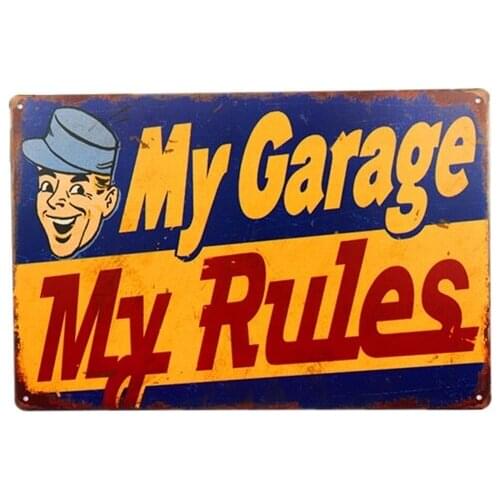 Christmas gift My Garage My Rules Vintage Tin sign Art Poster Plate Garage Pub Bar Home Wall Decor