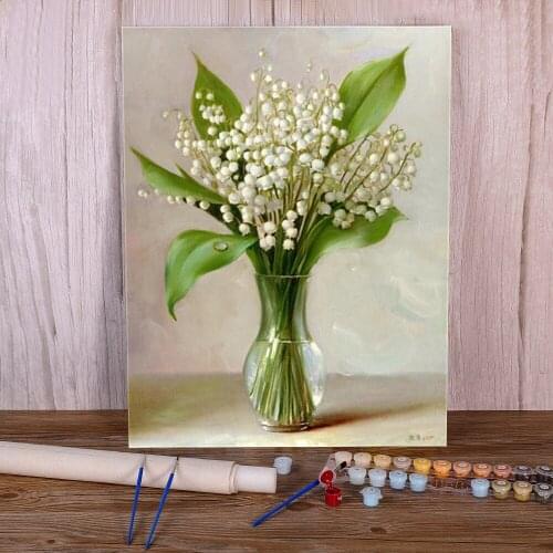 Flower Peony Icon Modern Paint By Numbers Package Acrylic Paints 40*50 Paiting By Numbers Decorative Paintings Drawing