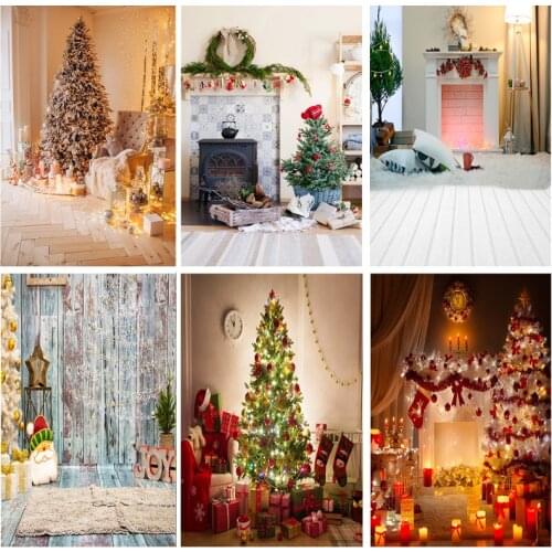 SHUOZHIKE Christmas Theme Indoor Photography Background Christmas tree Fireplace Children Photo Backdrops 21712 YXSD-09