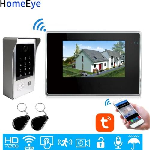 WiFi Video Intercom System IP Video Door Phone TuyaSmart App Remote Unlock Code Keypad+IC Card Home Access Control Touch Screen
