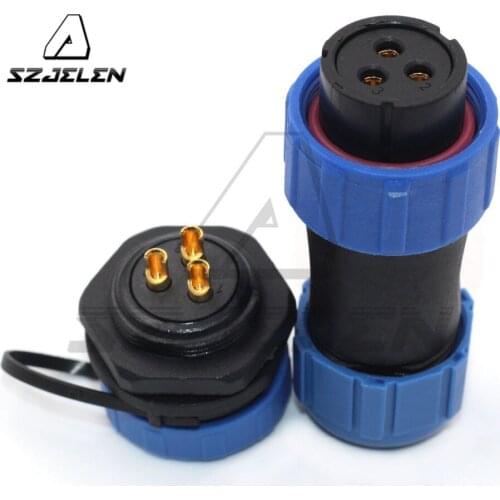 SP2110/SY2112, IP68 3 pin Waterproof Circular Multipole Plug Socket Connectors, 500V / 30A , LED Power Panel Mount Connector