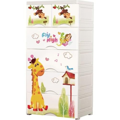 Thick plastic drawer type cartoon storage cabinet multi-layer locker baby wardrobe children finishing chest of drawers