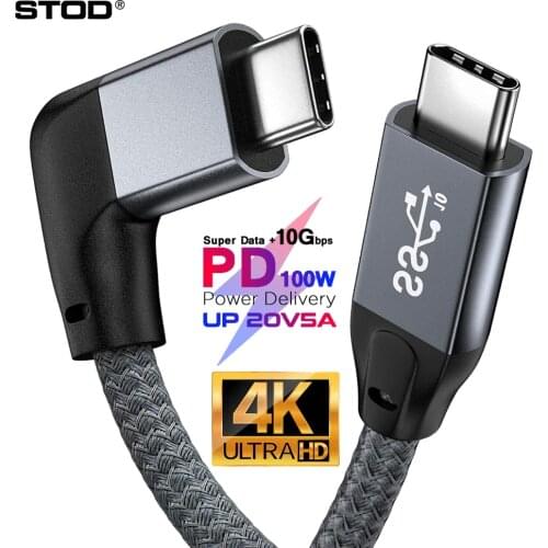 Type C Cable 5A To C 90 Degree Nylon Wire Fast Charging Data 4K HD For Macbook Pro Air Samsung S20 USB 3.2 Phone Charger Cord