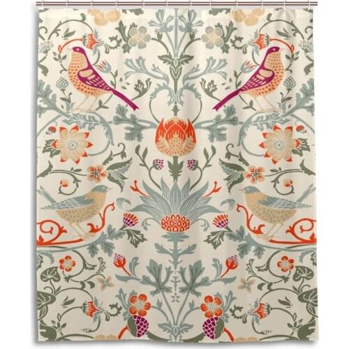 William Morris Flower Pattern Print 100% Polyester Fabric Shower Curtain
