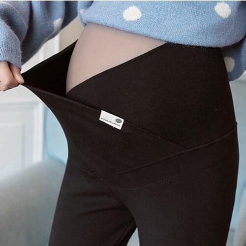 Womens maternity pants thickening leggings girls maternity dress cotton high V belt monochrome leggings women models