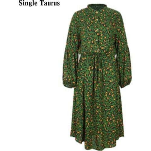 Spring Famale Leopard Print Dress Long Sleeve V Neck Casual Lady Maxi Dress High Waist Sexy Women Clothes Streetwear Vestidos