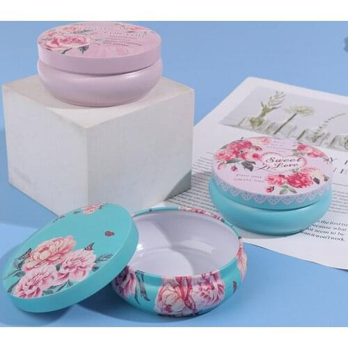 1pc Color Flower Tea Aromatherapy Candle Tin Box Wedding Gift Box Jewelry Storage