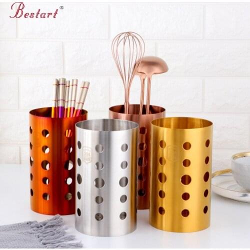 1 Pcs Chopsticks Tube Stainless Steel Tableware Storage Drain Rack Shovel Spoon Knife Fork Storage Box Kitchen Utensils