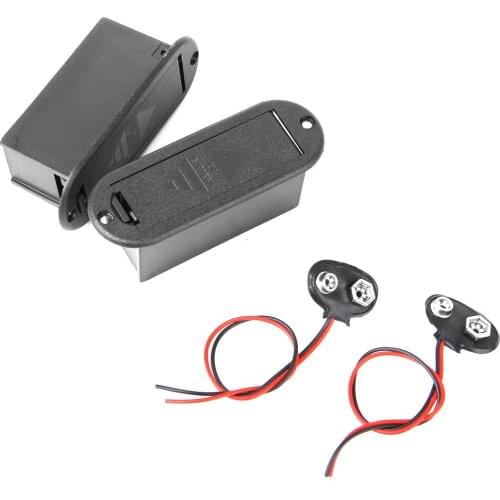 2 Sets of Guitar Pickup 9v Battery Case Box and w/Battery Clip
