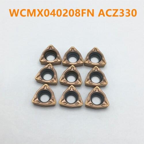 20PCS milling cutter WCMX040208FN ACZ330 CNC tool for U-shaped carbide inserts for steel and stainless steel WCMX040208 ACZ330
