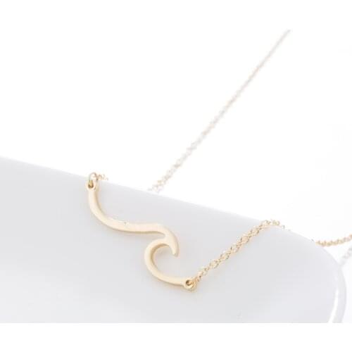 3Colour Stainless Steel Sea Wave Mirror Surface Gold Choker Necklace Pendant Nameplate Gift Collares Para Mujer