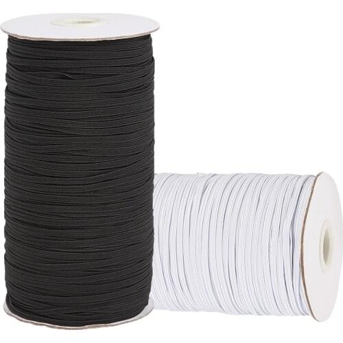 4mm 5mm 6mm 8mm 10mm 12mm Woven Spool White Black Flat Elastic Band Cord Sewing Knitting Rubber Stretch Rope DIY Mask Garment