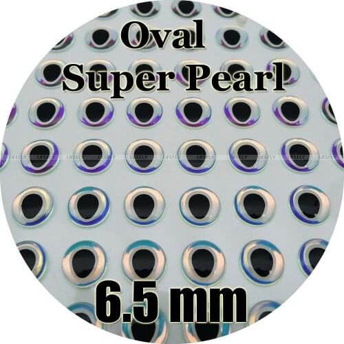 6.5mm 3D Super Pearl (Oval Pupil White Circle) / Wholesale 350 Soft Molded 3D Holographic Fish Eyes, Fly Tying, Jig, Lure