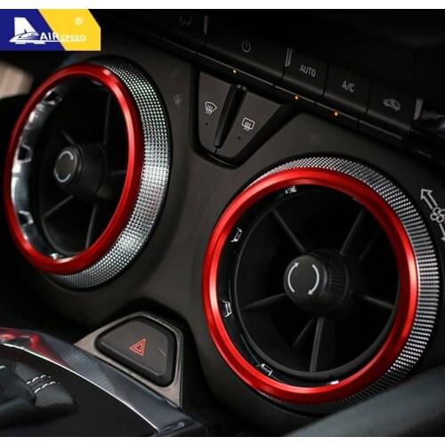 AIRSPEED for Chevrolet Camaro 2017 2018 2019 Accessories Aluminum Alloy Car AC Outlet Vent Decoration Ring Sticker Interior Trim