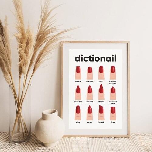 Acrylic Nail Shapes Beauty Salon Decor Fashion Posters and Prints Makeup Nail Gifts Nail Type Guide Art Canvas Painting Pictures