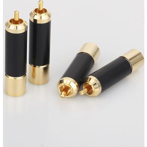 Audiocrast A011 hi end audio 24K Gold Plated RCA Plug 10mm Wire Hole RCA Male Plug Audio Soldering Connectors