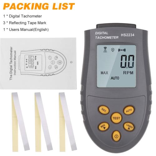 Digital Laser Tachometer LCD RPM Test Small Engine Motor Speed Gauge Non-contact HS2234 (No Battery) Measurement Speed Counter