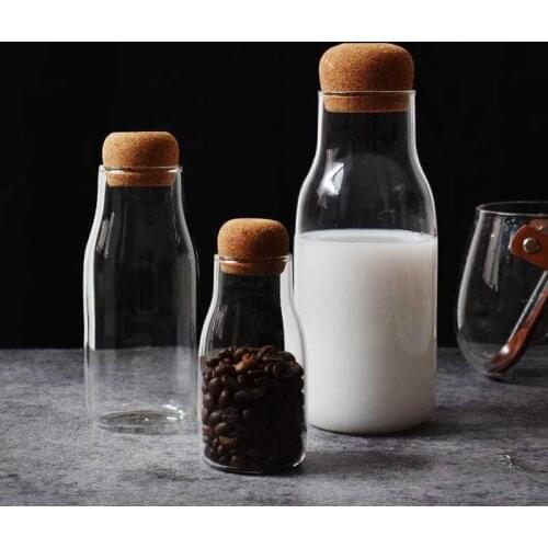 Storage Tank Coffee Bean 150ml 300ml 600ml with Cork Spice Jar Flower Tea Candy Storage Box Dried Fruit Spice Storage Bottle