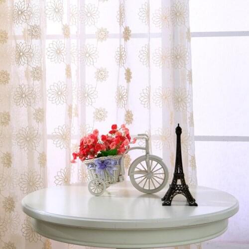 European White Embroidered Voile Curtains Bedroom Sheer Curtains for Living Room Tulle Window Curtains/Panels Window Screening