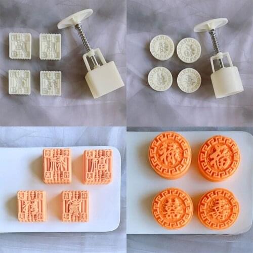 Cookie Cutter Mooncake Mould Moon Cake Mold Set with Auspicious Meaning Bath Bombs DIY Festival Decoration Hand Cutter