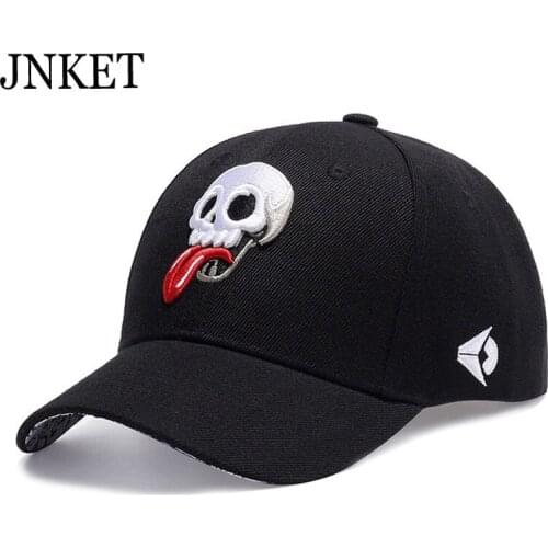 JNKET Skull Embroidery Men Women Baseball Cap Snapbacks Hats Hip Hop Cap Flat Visor Cap Outdoor Sports Sunhat Gorras Baseball