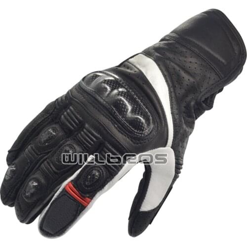 Motorcycle Leather Gloves Motor Scooter Street Moto Guantes Motorbike Moto Riding Black White Luvas Mens