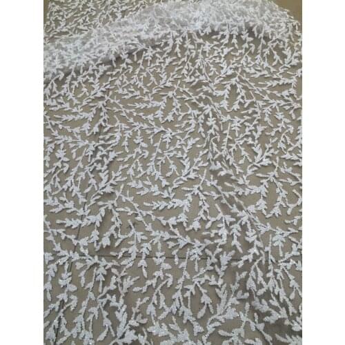 Top sale glued glitter lace fabric SYJ-52715 french net embroidered lace fabric wholesale for party dress