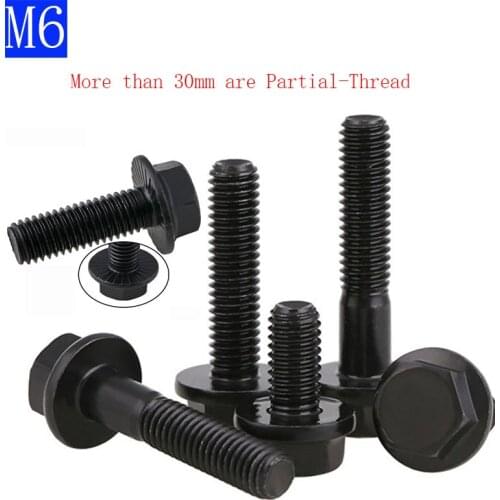 M6 -1.0 6mm High Tensile Grade 10.9 Hex Head Flange Screws Frame Hex Head Bolts GB5789 DIN6921