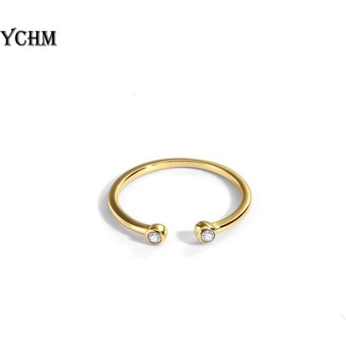 Minimalist Women Resizable Ring With Zircon Crystal Metal Open Adjustable Ring For Women Line Rotary Ring Jewelry YCHM