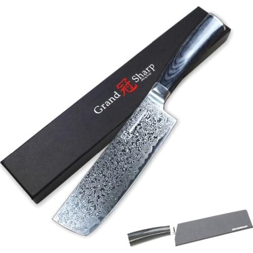 NEW 7 Inch Nakiri Knife Damascus Japanese Stainless Steel VG-10 Cooking Tools Damascus Chef Knife Sharp Cleaver Vegetables Meat