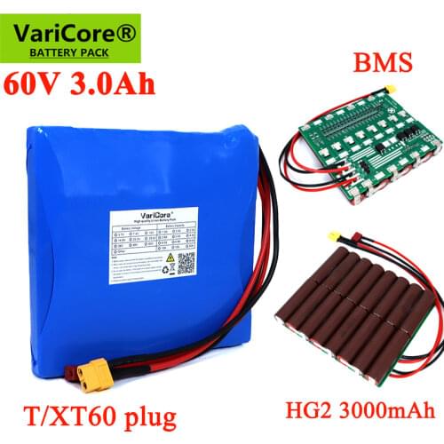 VariCore 60V 3.0Ah 16S1P 18650 li-ion battery pack Rechargeable batteries with BMS for self balance scooter electric unicycle
