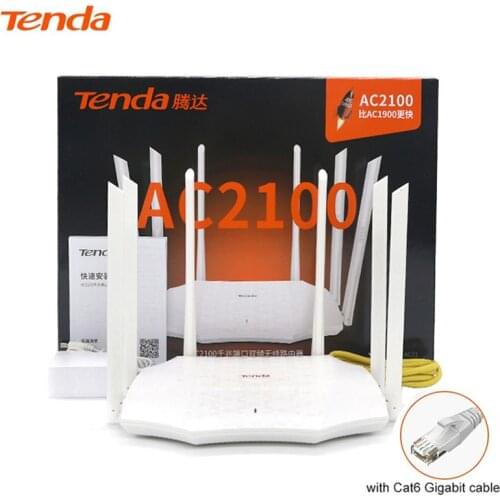 Original Tenda AC21 Router Gigabit AC2100 2.4G 5.0GHz Dual-Band 2033Mbps Wireless Router Wifi Repeater with 6 High Gain Antennas