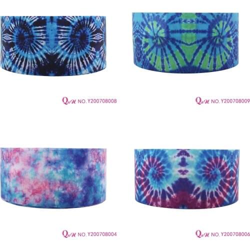Q&N ribbon 16mm ~ 75mm Tie dye 50 yards fabric Ribbons craft supplies gift box with logo DIY /FOE free shipping