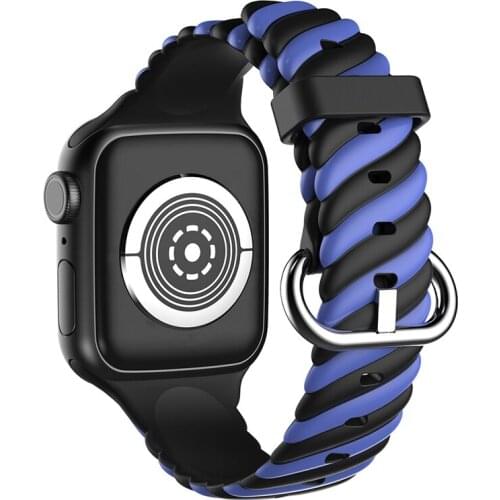 Liquid Silicone Strap for Apple Watch Rainbow Weave Texture Sports for IWatch 6 / SE / 5/4/3/2/1 38/40mm