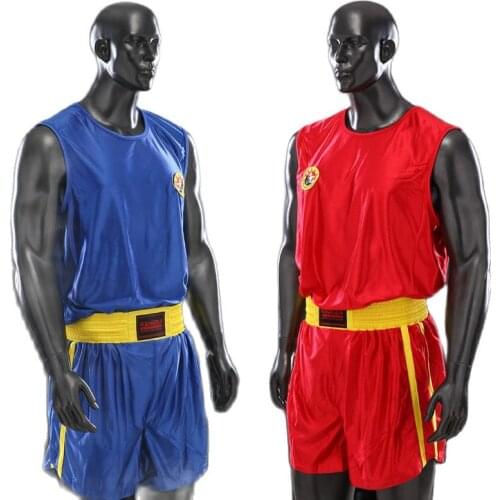 Blue&Red Martial Arts Tai chi Sanda Suit Competition Kick Boxing MMA Muay Thai Shorts Clothing Sanshou competition suits
