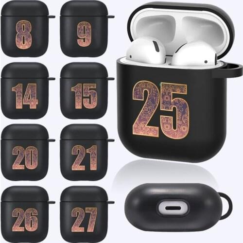 Silicone Cases for Apple AirPods 1st/2nd Generation Anti-fall Number Pattern Protective Bluetooth Wireless Earphone Cover