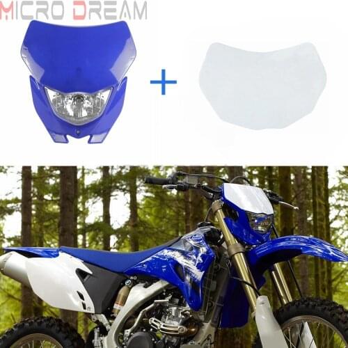Supermoto Blue w/ White Sticker Enduro Motocross Headlight Dual Sport Kit For Yamaha WR250F YZ TTR WR YZF Dirt Bike Head Light