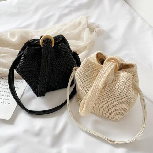 Handbag Women Straw beach bags Fashion handmade knitted shoulder bag Ladies Handbags Summer holiday Weaving Simple Messenger Bag