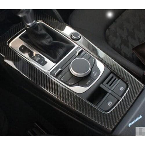 Lapetus Carbon Fiber ! Gear Shifter Box panel Decoration Molding Cover Trim 1 PCS Fit For Audi A3 2014 - 2017 Auto Accessories