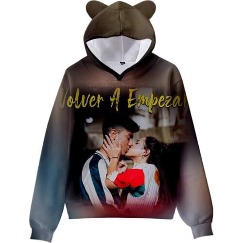 WAMNI Naim Darrechi Cat Ear Hoodie Kawaii Fashion Streetshirt Hoody Sweatshirts Pullover Polyester Women Simple Casplay Tops