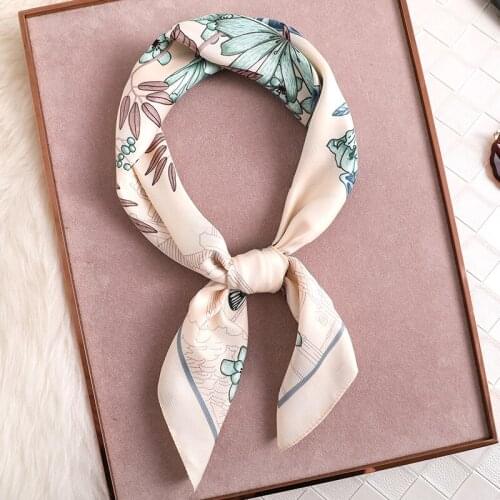 Lady Hair Band Silk Scarf Print Square Bag Scarves Fashion Neckerchief Head Wraps for Women Bandana Female Foulard Small Hijab