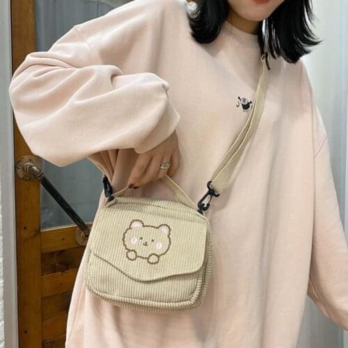 Women Girls Corduroy Shoulder Crossbody Bag Lady Phone Pouch Satchel Purse 20CA