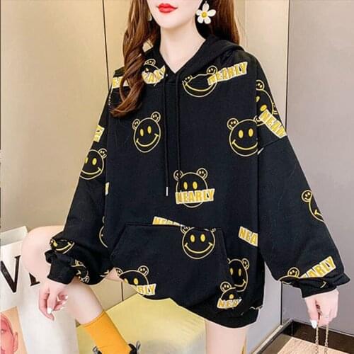 Spring Autumn Style Womens Cotton Hoodies Loose Long Sleeve Letter Printed Casual Sweet Sweatshirts AA4038
